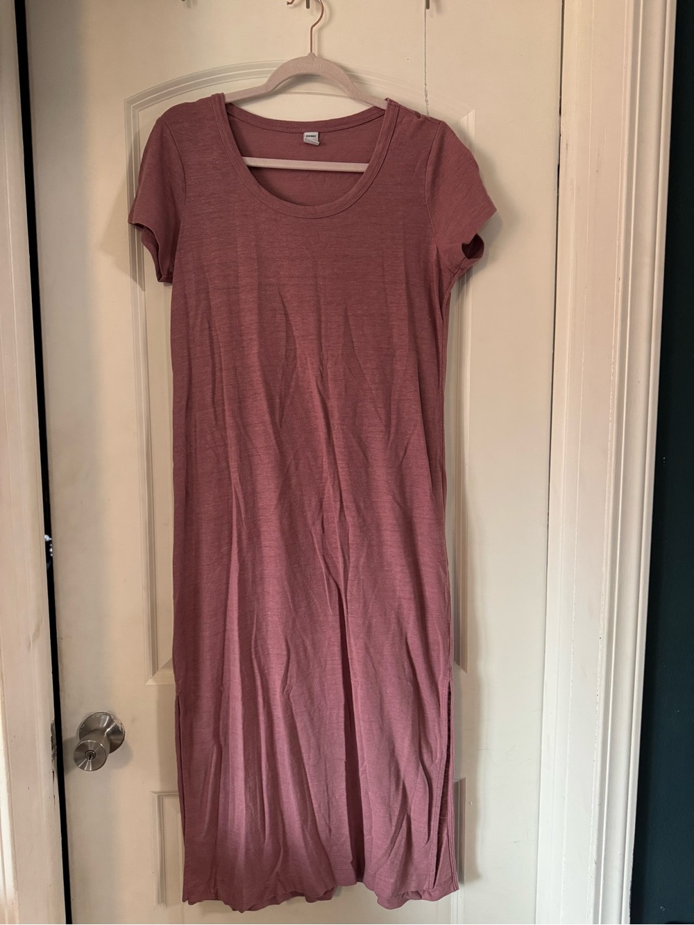 Women’s Short-Sleeve Scoop Neck Maxi Dress - Rose